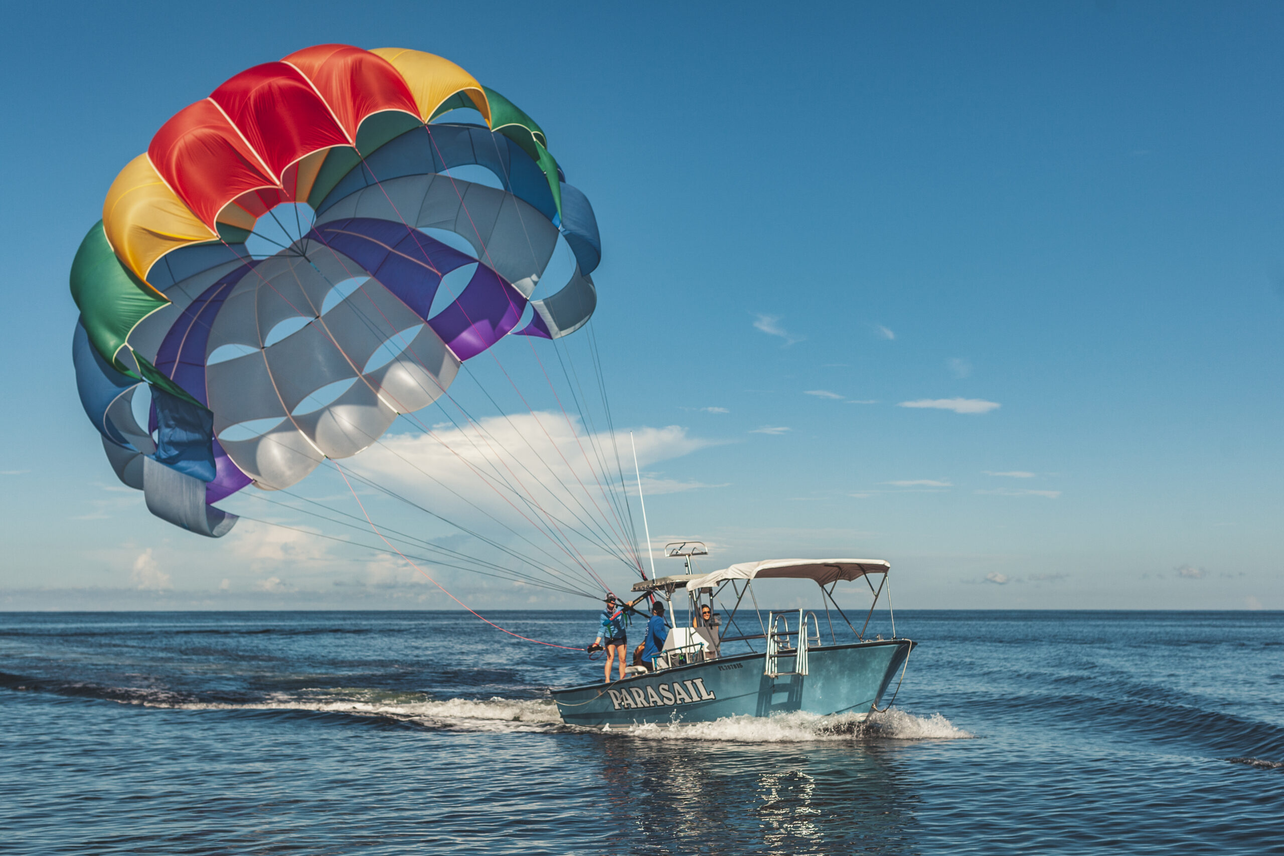 Parasailers getting ready to take flight